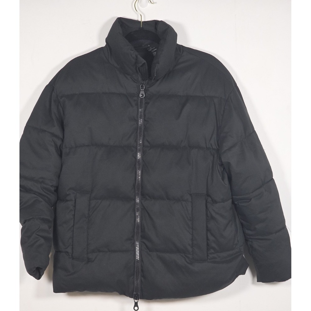 Girlfriend Collective Womens S Black Cropped Recycled Puffer Jacket Warm